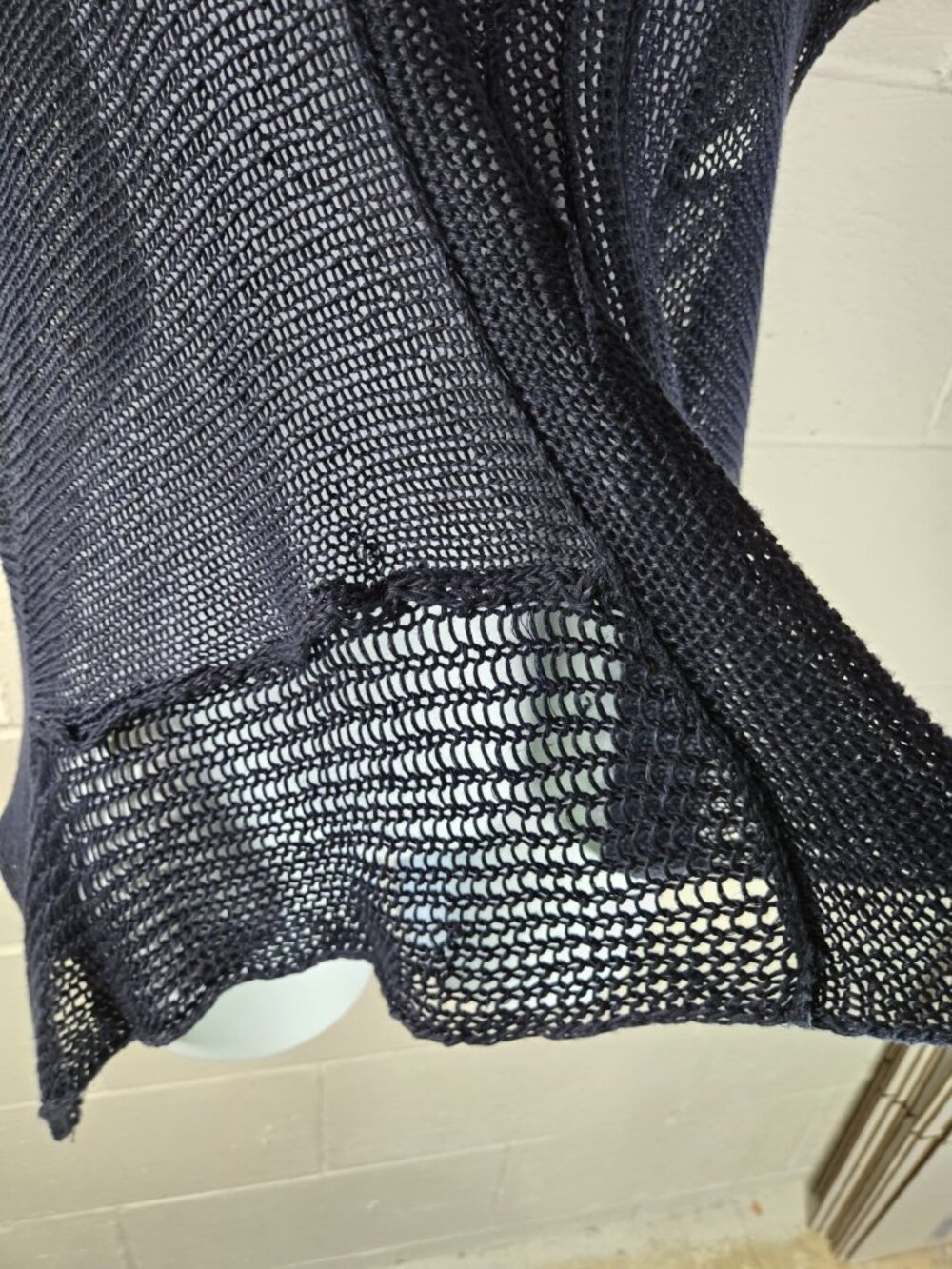 JWA Nature Navy Blue Linen Knit Asymetrical Lagenlook ATW Art to Wear Sweater - Picture 3 of 8